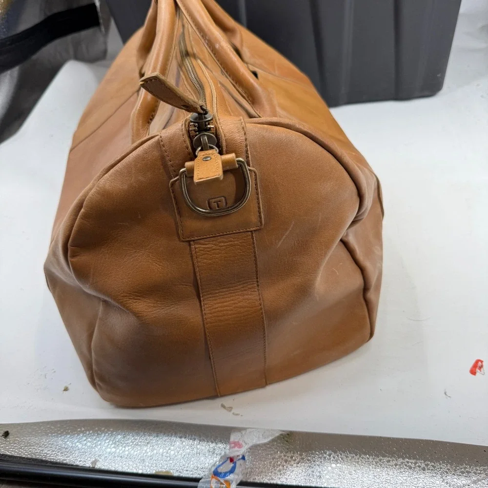 NEW Tecovas Duffle Bag Tan Brown Leather Weekend Travel Large Zip Snap
